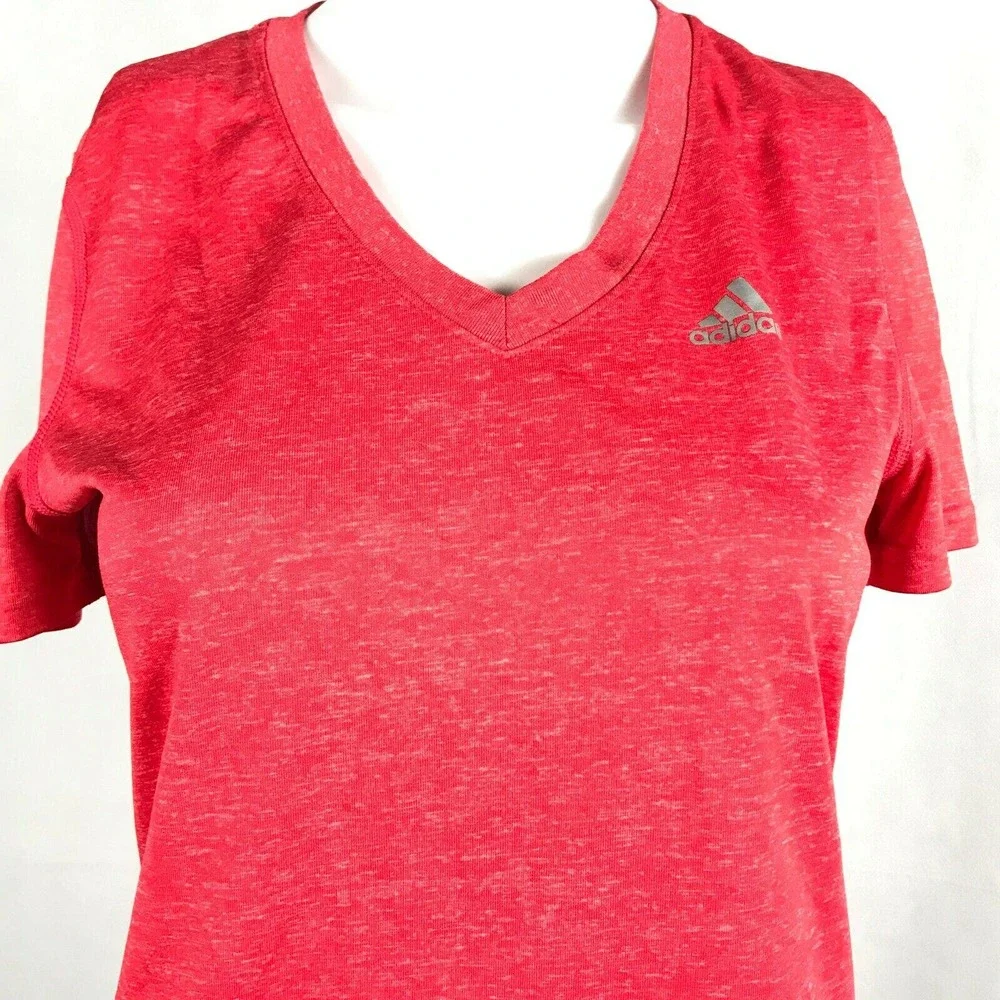 Adidas T-Shirt Womens Sz S Red Knit Athletic V-Neck Ultimate‎ Running Workout